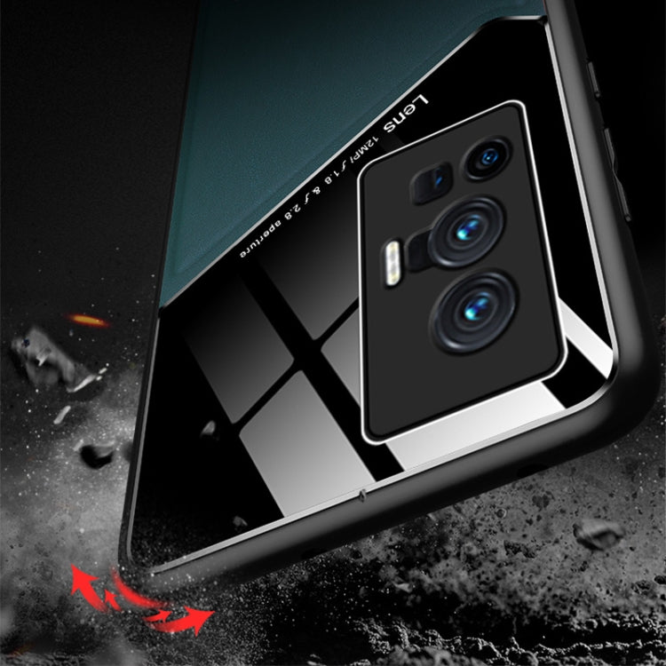 For vivo X70 Pro All-inclusive Leather + Organic Glass Protective Case with Metal Iron Sheet