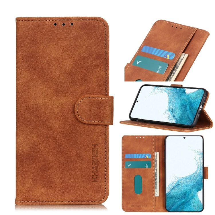 For Samsung Galaxy S22 5G KHAZNEH Retro Texture PU + TPU Horizontal Flip Leather Case with Holder & Card Slots & Wallet