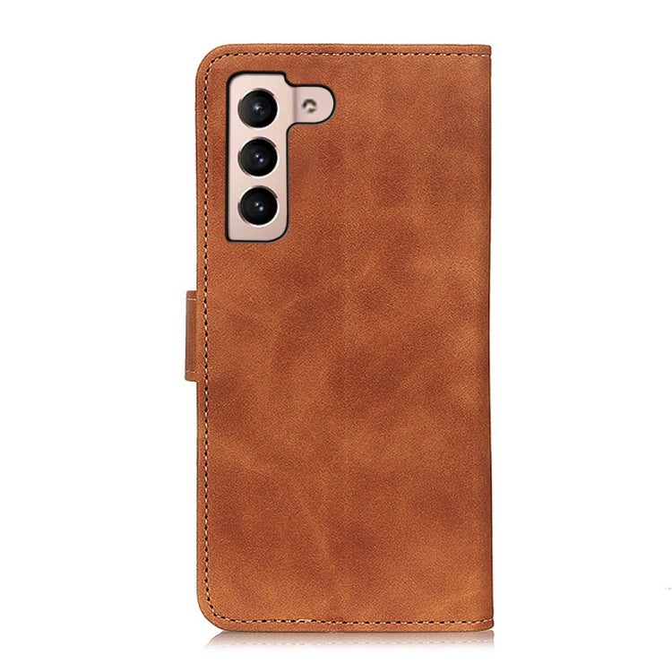 For Samsung Galaxy S22 5G KHAZNEH Retro Texture PU + TPU Horizontal Flip Leather Case with Holder & Card Slots & Wallet