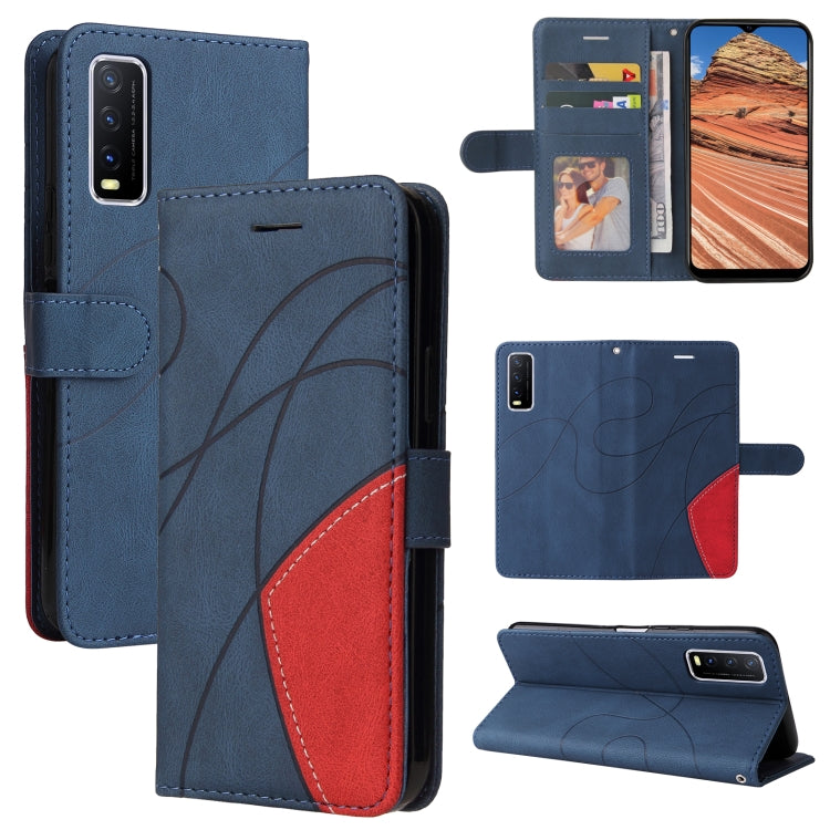 For vivo Y20/Y20A/Y20s/Y20i/Y20G Dual-color Splicing Horizontal Flip PU Leather Case with Holder & Card Slots & Wallet