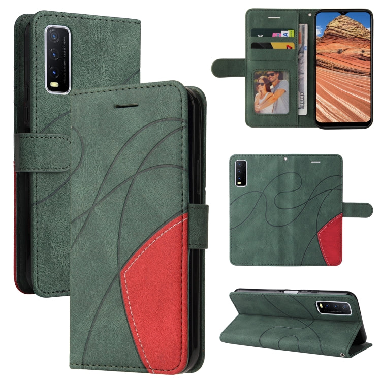 For vivo Y20/Y20A/Y20s/Y20i/Y20G Dual-color Splicing Horizontal Flip PU Leather Case with Holder & Card Slots & Wallet