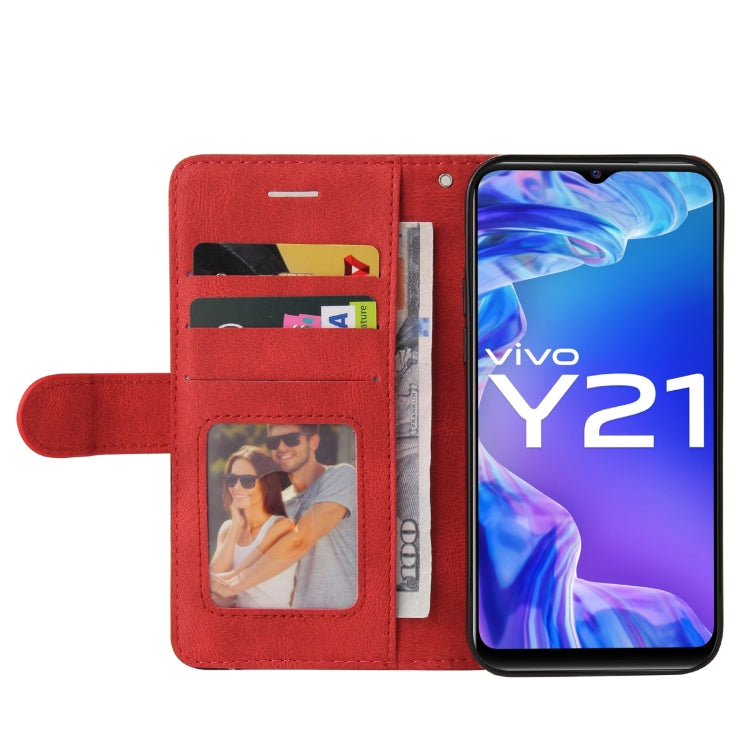 For vivo Y21 2020/Y21s/Y33s Dual-color Splicing Horizontal Flip PU Leather Case with Holder & Card Slots & Wallet