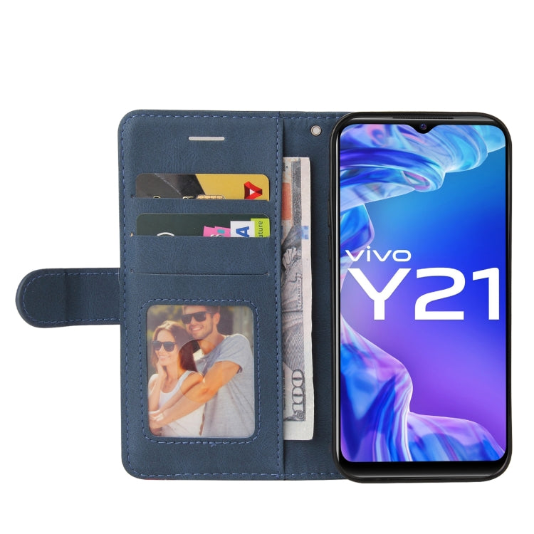 For vivo Y21 2020/Y21s/Y33s Dual-color Splicing Horizontal Flip PU Leather Case with Holder & Card Slots & Wallet