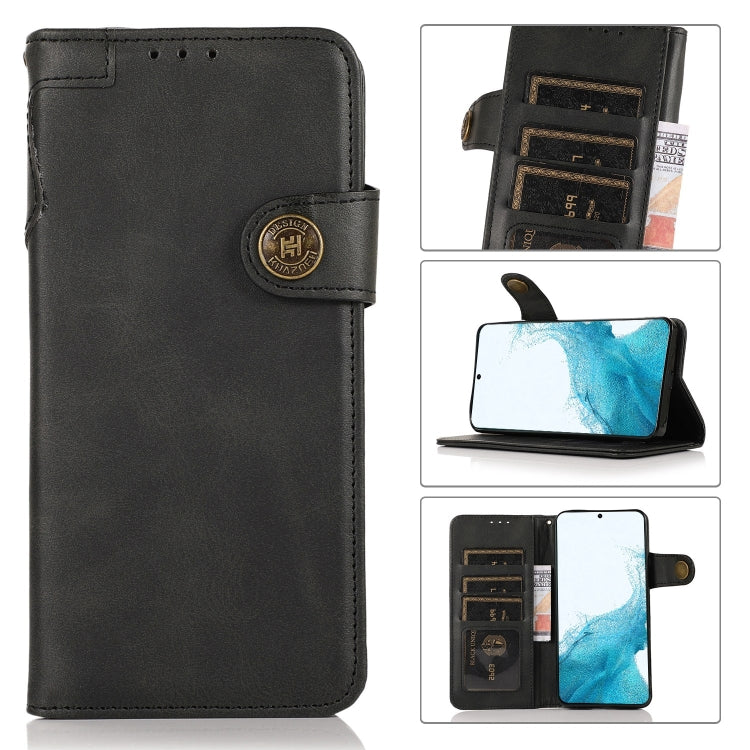 For Samsung Galaxy S22 5G KHAZNEH Dual-Splicing Cowhide Texture Horizontal Flip Leather Case with Holder & Card Slots & Wallet & Lanyard