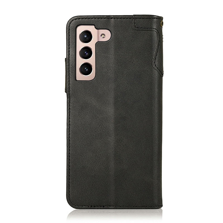For Samsung Galaxy S22 5G KHAZNEH Dual-Splicing Cowhide Texture Horizontal Flip Leather Case with Holder & Card Slots & Wallet & Lanyard