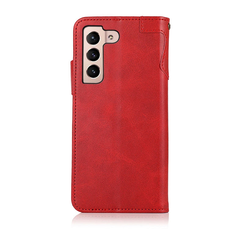 For Samsung Galaxy S22 5G KHAZNEH Dual-Splicing Cowhide Texture Horizontal Flip Leather Case with Holder & Card Slots & Wallet & Lanyard