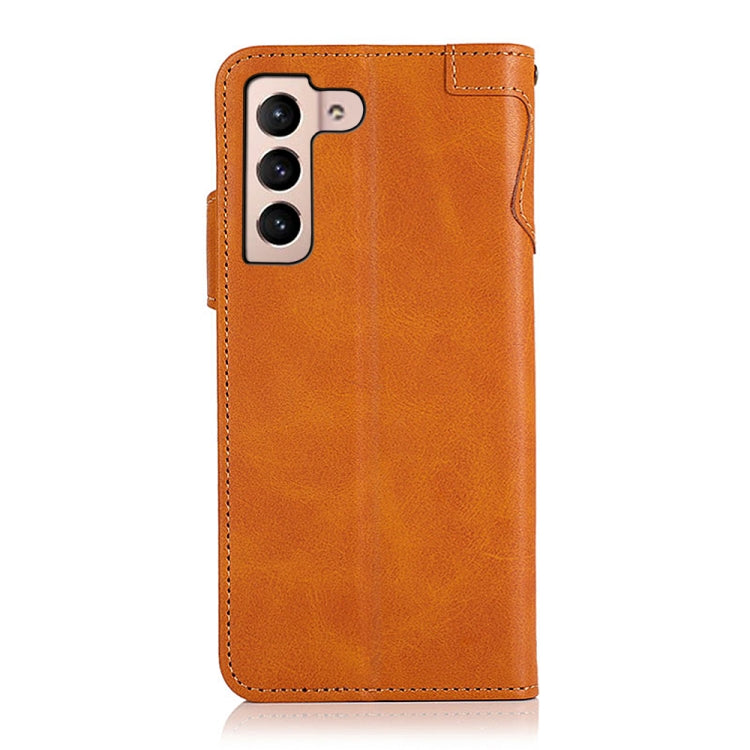 For Samsung Galaxy S22 5G KHAZNEH Dual-Splicing Cowhide Texture Horizontal Flip Leather Case with Holder & Card Slots & Wallet & Lanyard