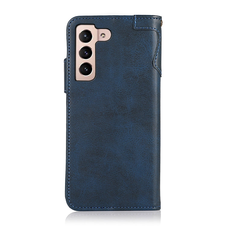 For Samsung Galaxy S22 5G KHAZNEH Dual-Splicing Cowhide Texture Horizontal Flip Leather Case with Holder & Card Slots & Wallet & Lanyard