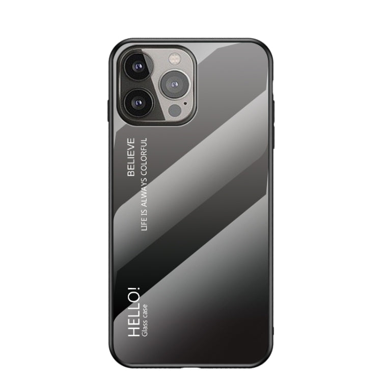 For iPhone 13 Pro Max Gradient Color Painted TPU Edge Glass Case
