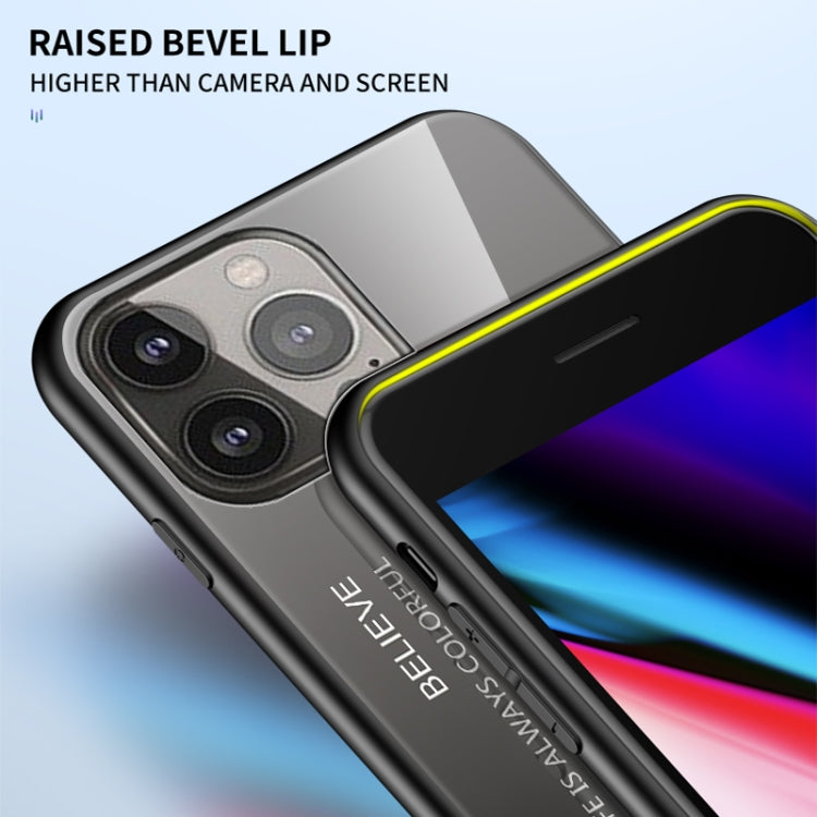 For iPhone 13 Pro Max Gradient Color Painted TPU Edge Glass Case