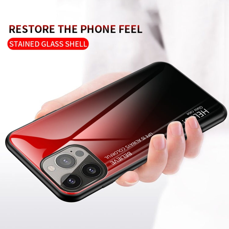 For iPhone 13 Pro Max Gradient Color Painted TPU Edge Glass Case