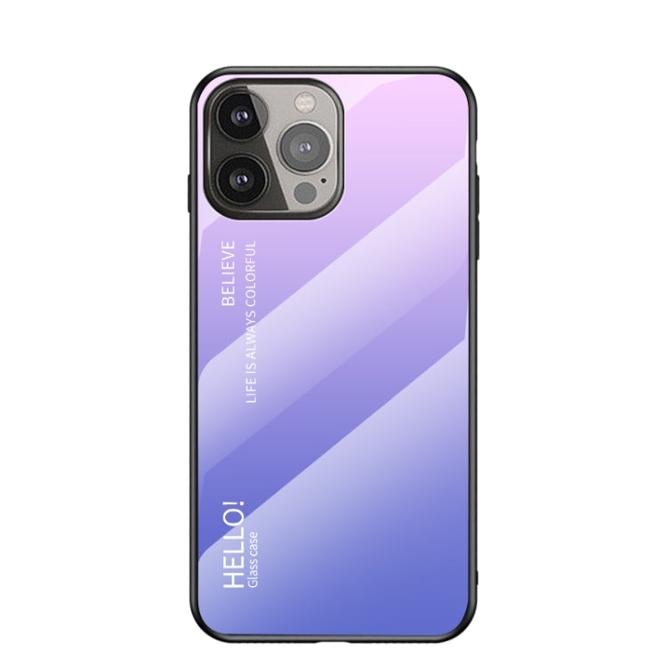 For iPhone 13 Pro Gradient Color Painted TPU Edge Glass Case