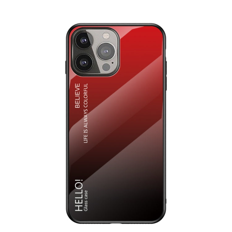 For iPhone 13 Pro Gradient Color Painted TPU Edge Glass Case