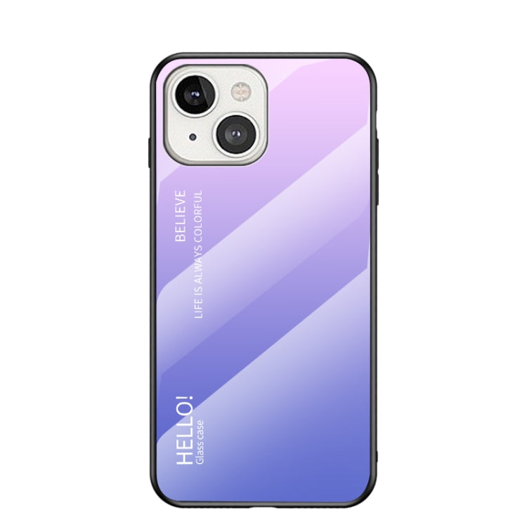 For iPhone 13 Gradient Color Painted TPU Edge Glass Case