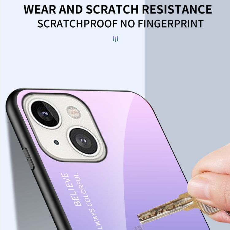 For iPhone 13 Gradient Color Painted TPU Edge Glass Case