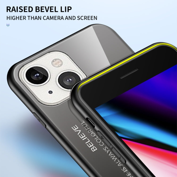 For iPhone 13 Gradient Color Painted TPU Edge Glass Case