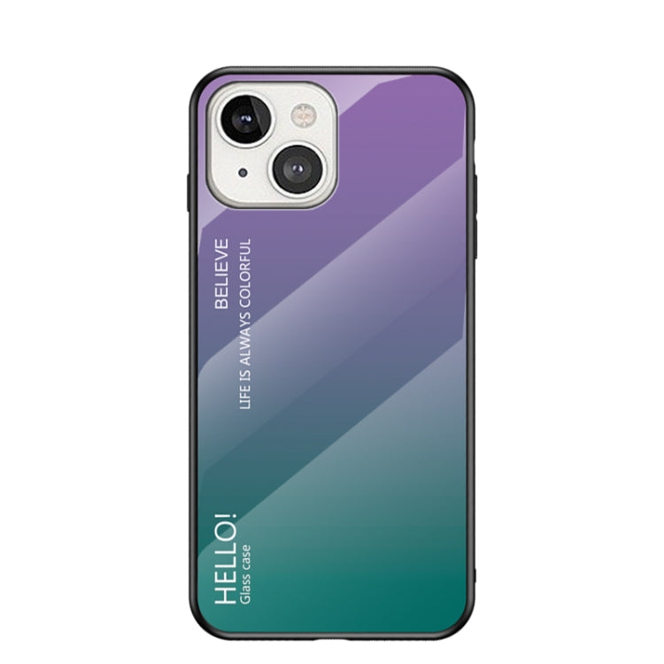 For iPhone 13 Gradient Color Painted TPU Edge Glass Case