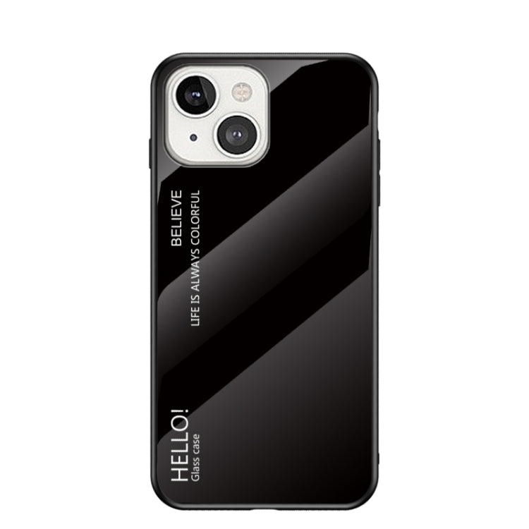 For iPhone 13 Gradient Color Painted TPU Edge Glass Case