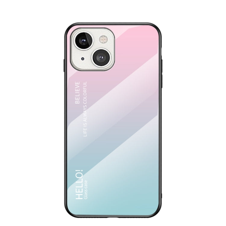 For iPhone 13 mini Gradient Color Painted TPU Edge Glass Case