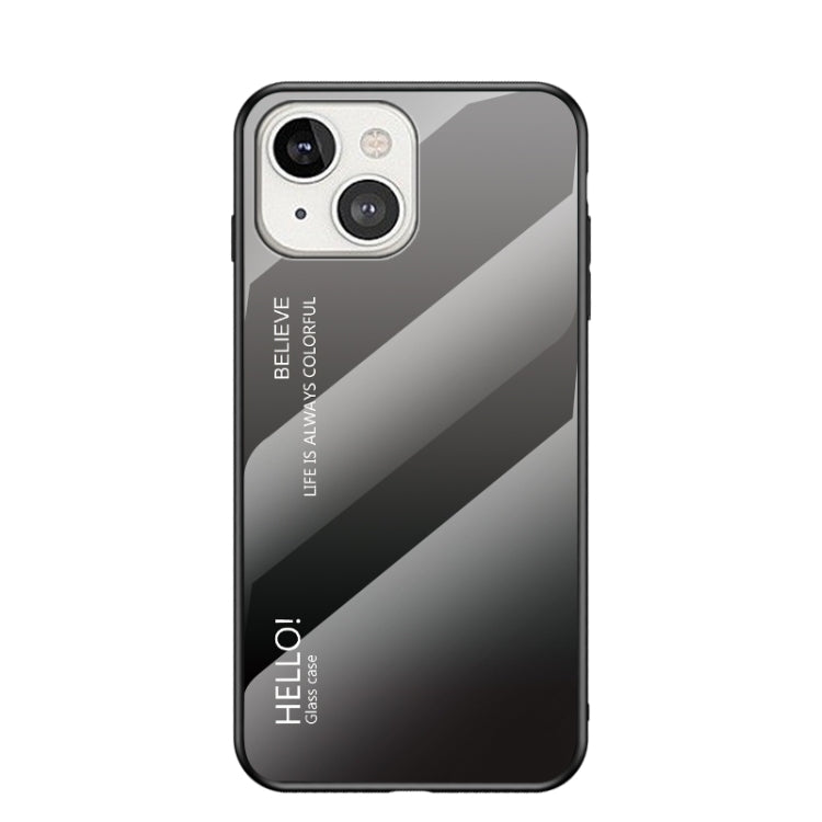 For iPhone 13 mini Gradient Color Painted TPU Edge Glass Case