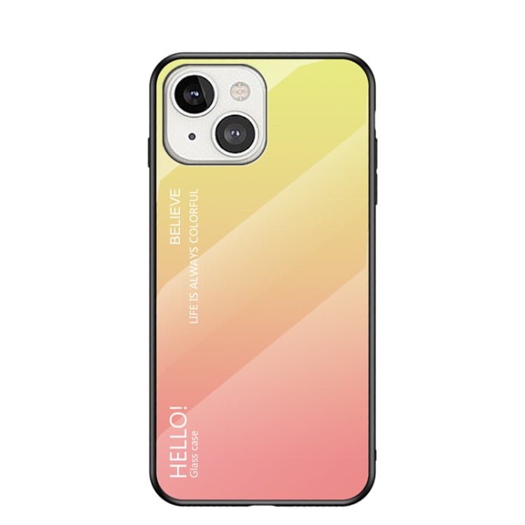 For iPhone 13 mini Gradient Color Painted TPU Edge Glass Case