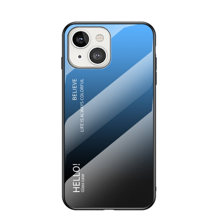 For iPhone 13 mini Gradient Color Painted TPU Edge Glass Case