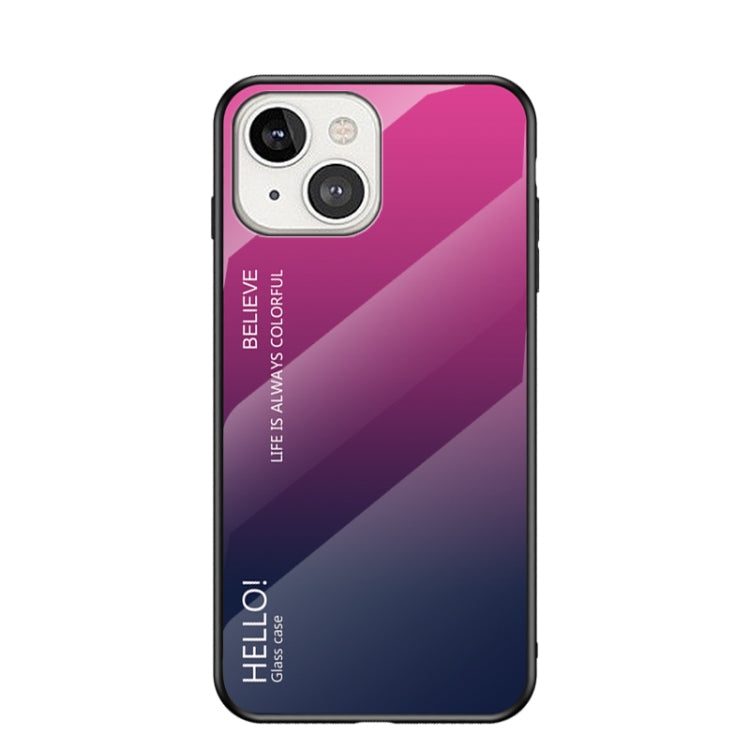 For iPhone 13 mini Gradient Color Painted TPU Edge Glass Case