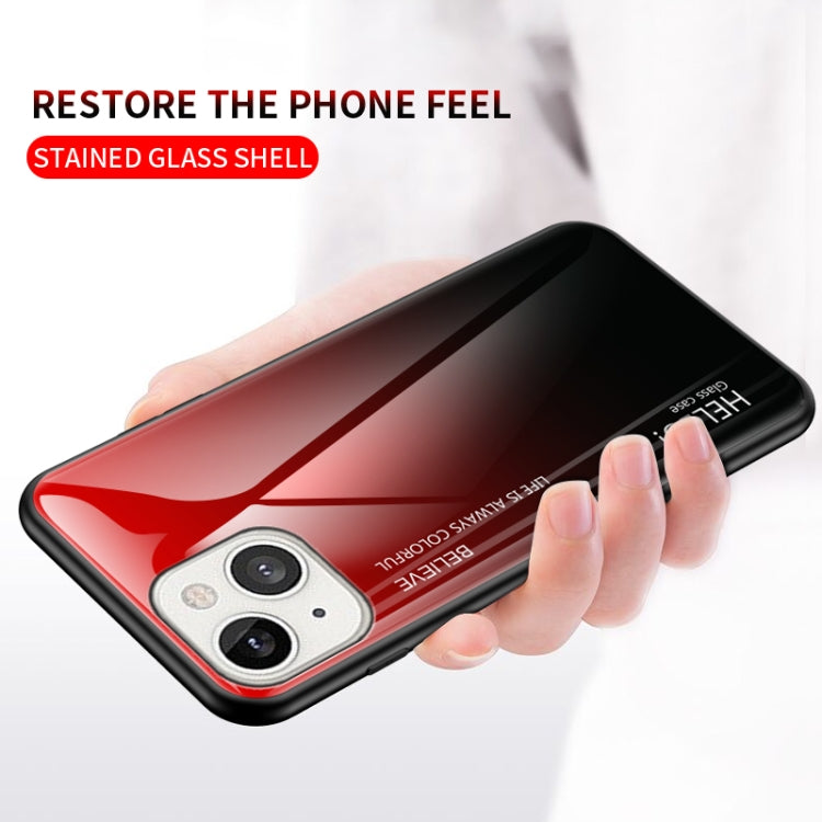 For iPhone 13 mini Gradient Color Painted TPU Edge Glass Case