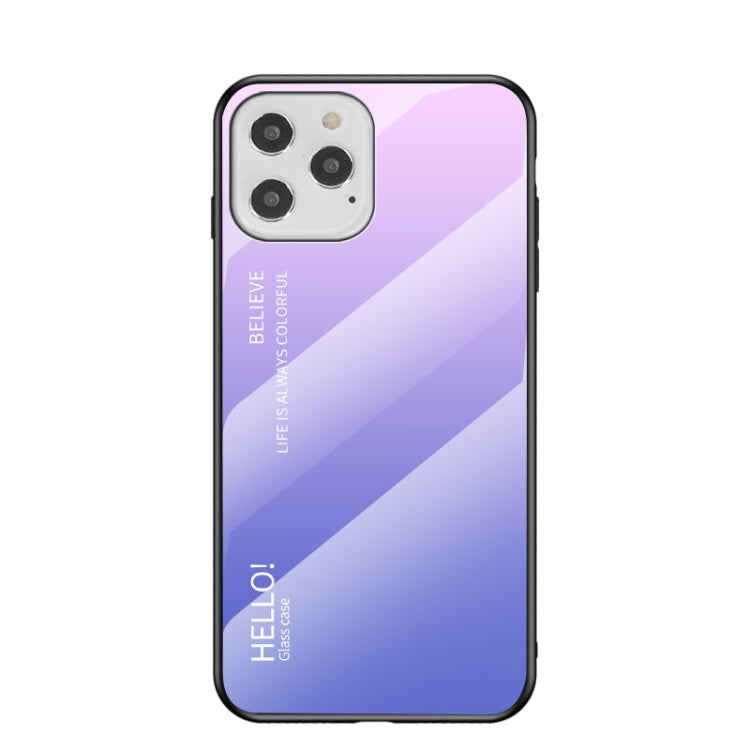 For iPhone 12 Pro Max Gradient Color Painted TPU Edge Glass Case