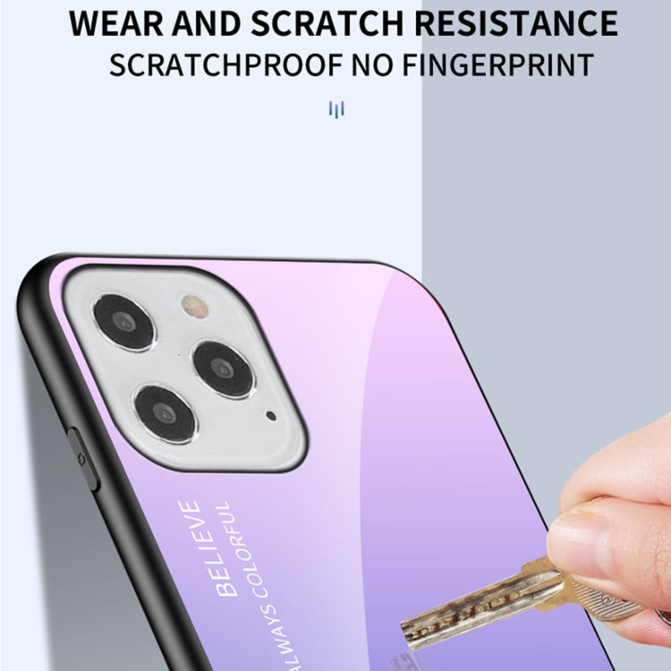For iPhone 12 Pro Max Gradient Color Painted TPU Edge Glass Case