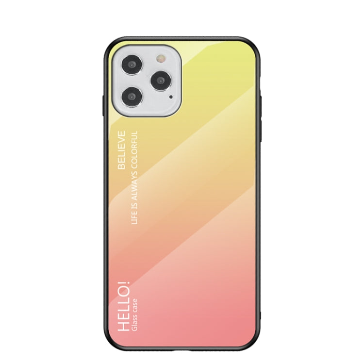 For iPhone 12 Pro Max Gradient Color Painted TPU Edge Glass Case