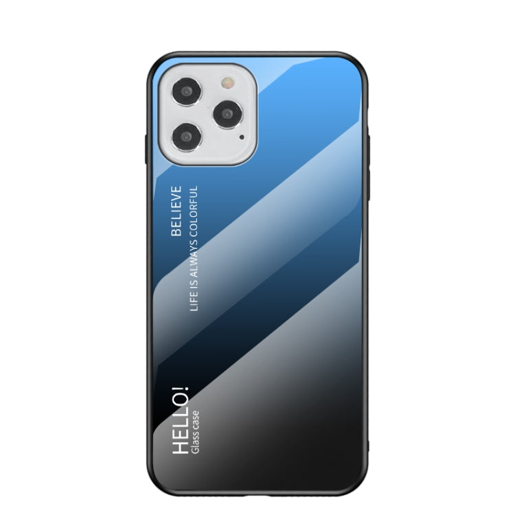 For iPhone 12 Pro Max Gradient Color Painted TPU Edge Glass Case
