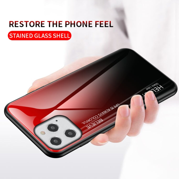 For iPhone 12 Pro Max Gradient Color Painted TPU Edge Glass Case