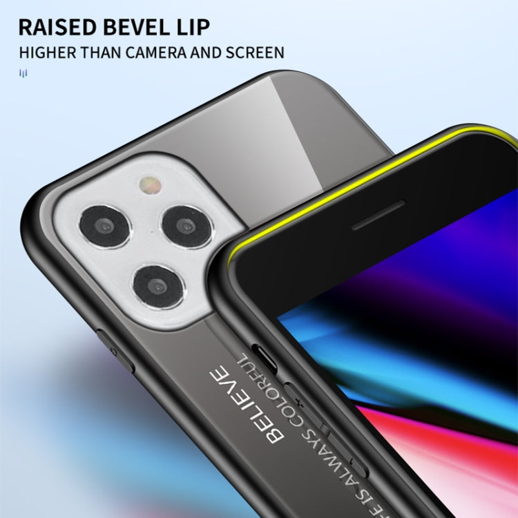 For iPhone 12 Pro Max Gradient Color Painted TPU Edge Glass Case
