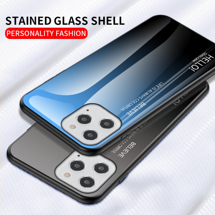 For iPhone 12 Pro Gradient Color Painted TPU Edge Glass Case