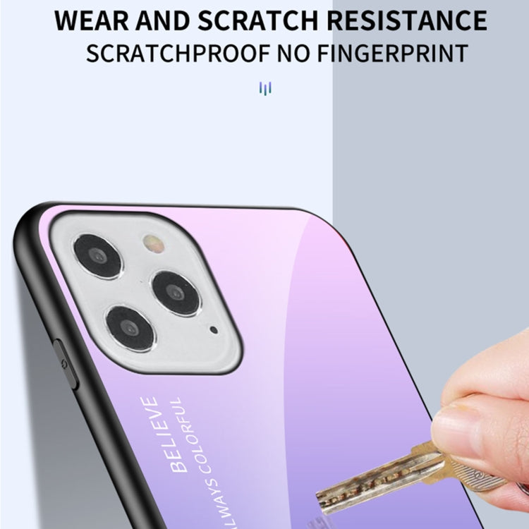 For iPhone 12 Pro Gradient Color Painted TPU Edge Glass Case
