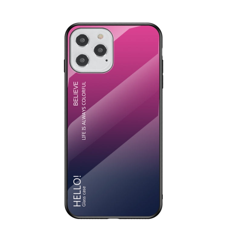 For iPhone 12 Pro Gradient Color Painted TPU Edge Glass Case