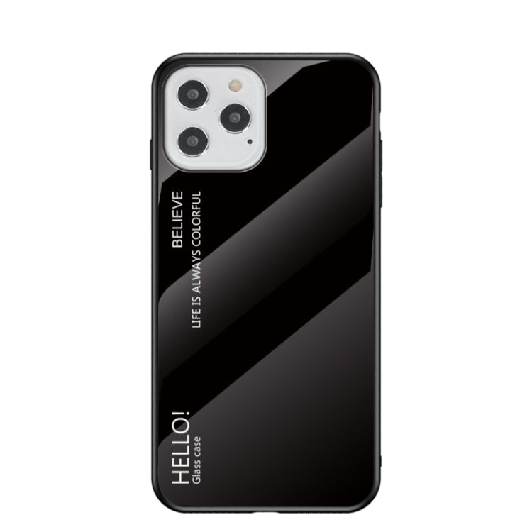 For iPhone 12 Pro Gradient Color Painted TPU Edge Glass Case