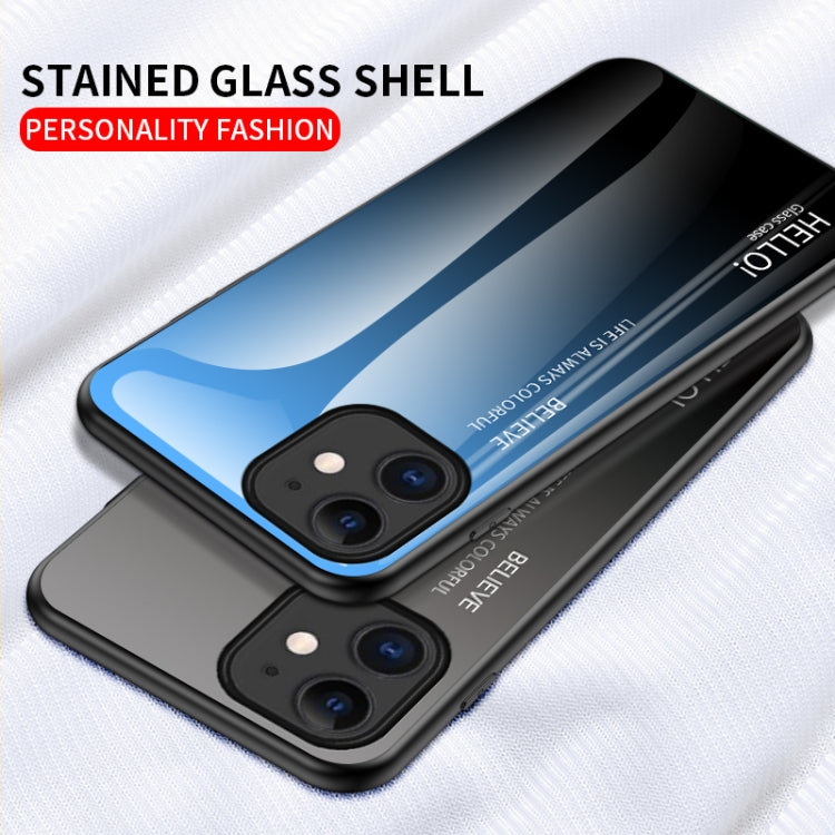 For iPhone 12 Gradient Color Painted TPU Edge Glass Case