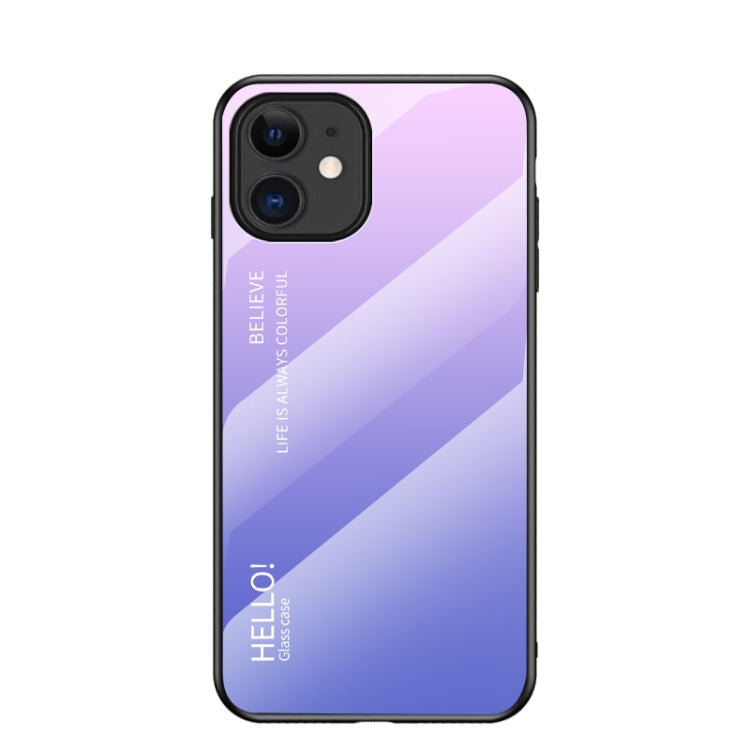 For iPhone 12 Gradient Color Painted TPU Edge Glass Case