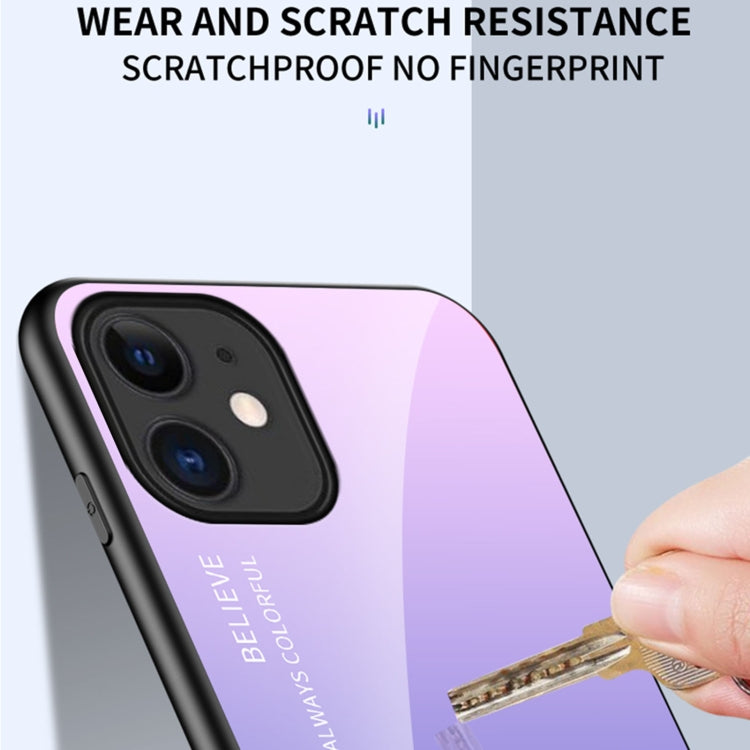 For iPhone 12 Gradient Color Painted TPU Edge Glass Case