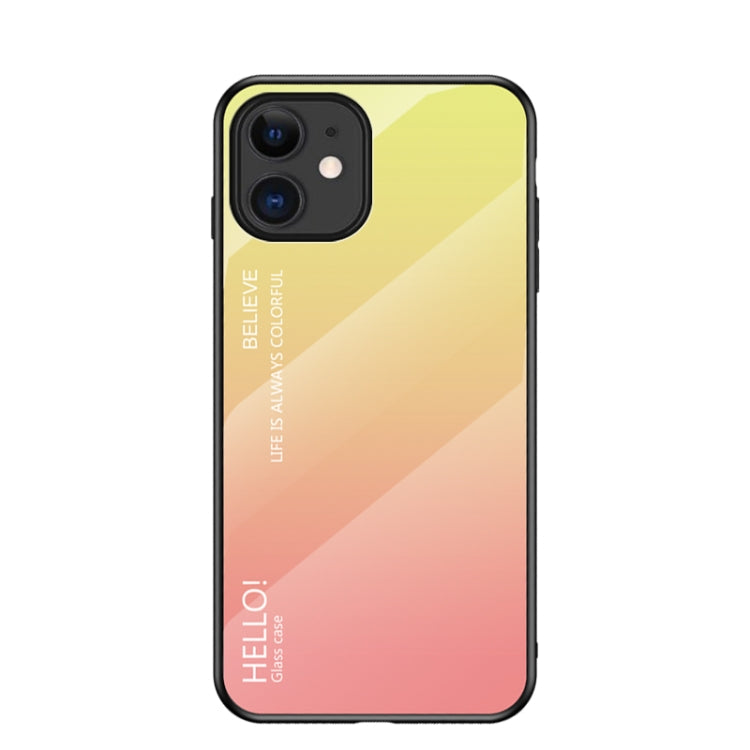 For iPhone 12 Gradient Color Painted TPU Edge Glass Case