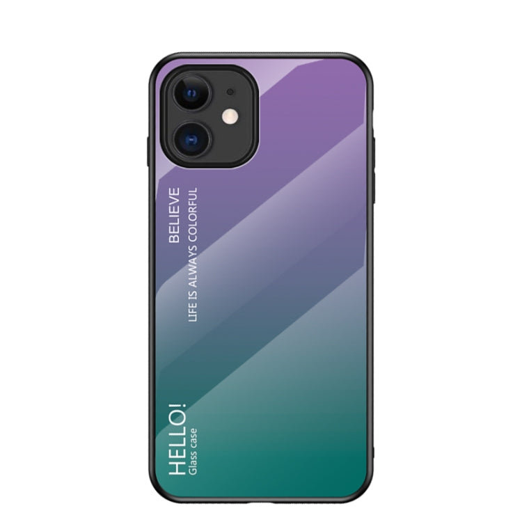 For iPhone 12 Gradient Color Painted TPU Edge Glass Case
