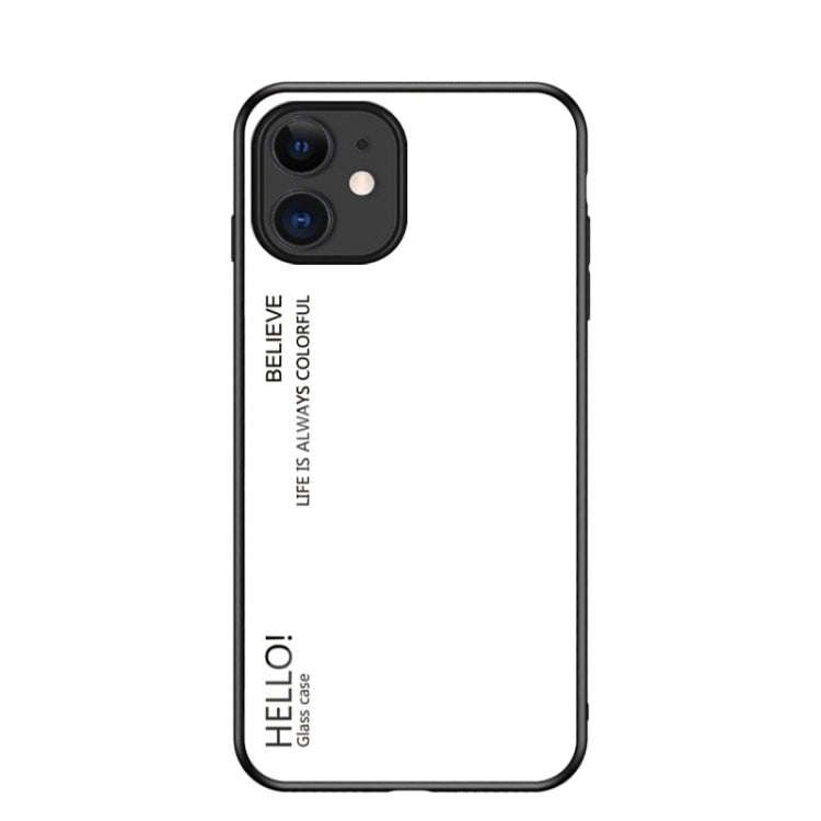 For iPhone 12 Gradient Color Painted TPU Edge Glass Case