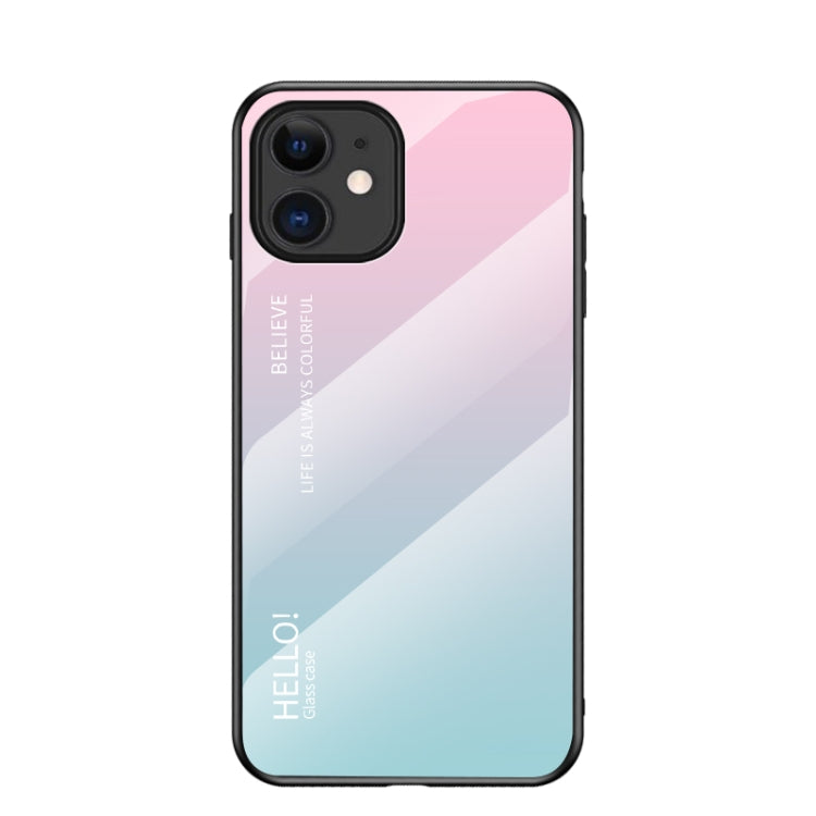 For iPhone 12 mini Gradient Color Painted TPU Edge Glass Case