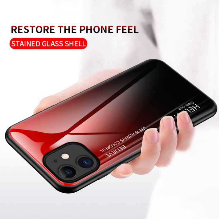 For iPhone 12 mini Gradient Color Painted TPU Edge Glass Case