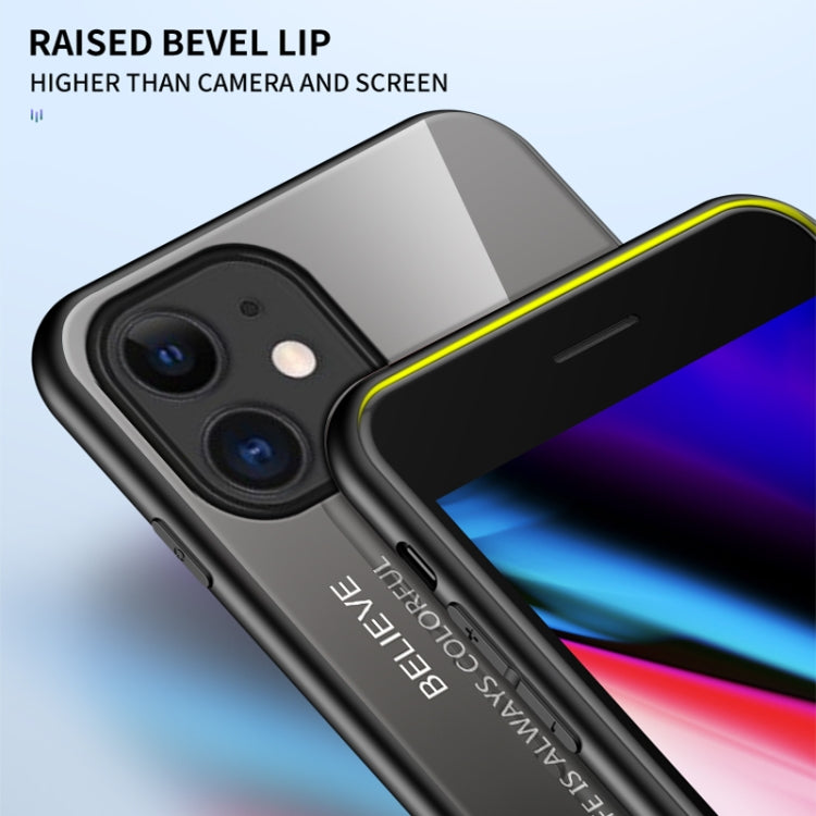 For iPhone 12 mini Gradient Color Painted TPU Edge Glass Case