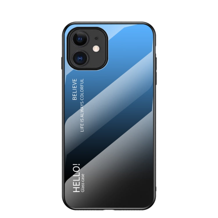 For iPhone 12 mini Gradient Color Painted TPU Edge Glass Case