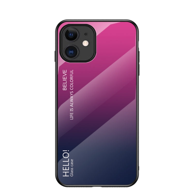 For iPhone 12 mini Gradient Color Painted TPU Edge Glass Case