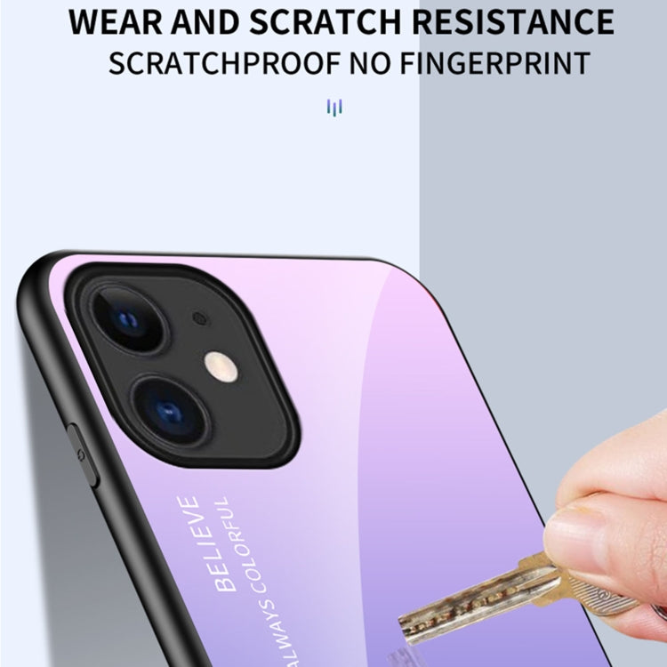For iPhone 12 mini Gradient Color Painted TPU Edge Glass Case